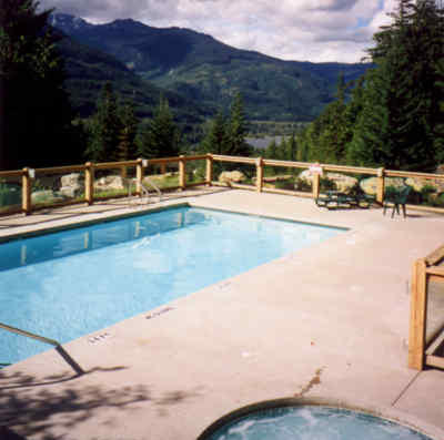 In ground swimming pool and hot tub open June to September